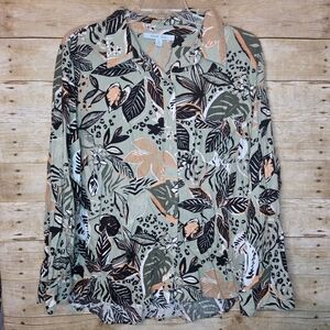 Tropical Button Down Shirt, 3X